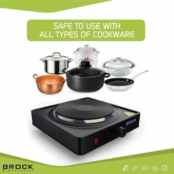 Elektrický vařič Brock, 1 plotýnka 18,5cm 1500W, černý, litinový