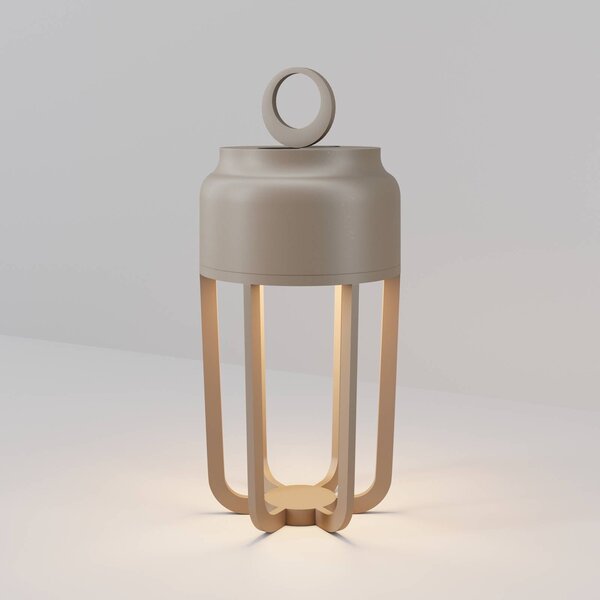 Maytoni LED stolní lampa na baterie Vetra, béžová, výška 22 cm, kov, IP54, stmívatelné, stmívatelný, Krémová / jantar, Obývací pokoj / jídelna, kov, Moderní