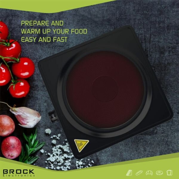 Elektrický vařič Brock, 1 plotýnka 18,5cm 1500W, černý, litinový
