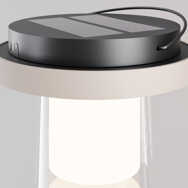 Maytoni LED stolní lampa Lantra s diodami, bílá, výška 10 cm, IP44, stmívačem jasu, stmívatelný, Bílá / opál, Obývací pokoj / jídelna, Plast, Moderní, Solární lampy