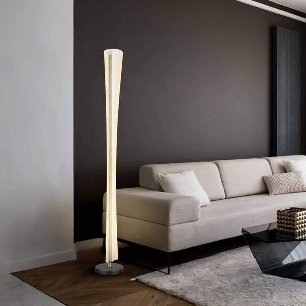 Globo LED stojací lampa Malinda, čirá/antracitová, výška 155 cm,, Čirá / transparetní, Obývací pokoj / jídelna, Plast