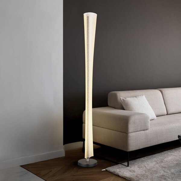 Globo LED stojací lampa Malinda, čirá/antracitová, výška 155 cm,, Čirá / transparetní, Obývací pokoj / jídelna, Plast