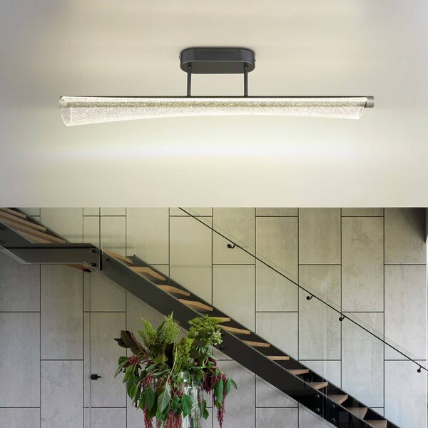 Globo LED stropní svítidlo Malinda, čiré/antracitové, délka 81 cm,, Čirá / transparetní, Obývací pokoj / jídelna, Plast