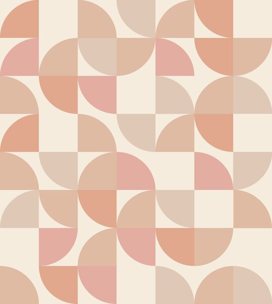 Obrazová tapeta s geometrickými tvary, růžová, béžová, 159387, Color Pop, Esta Home
