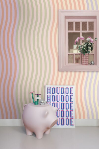 Luxusní obrazová tapeta s vlnkami, fialová, zelená, 159513, Color Pop, Esta Home