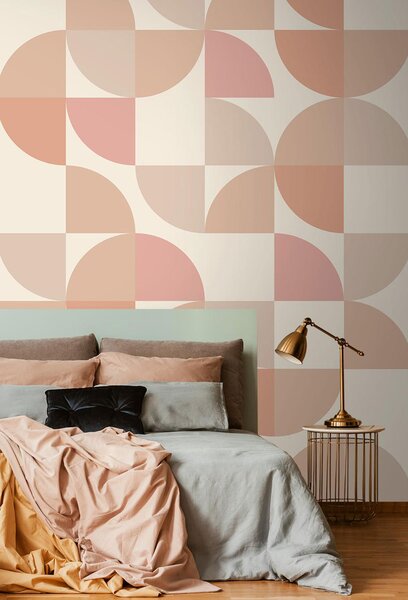 Obrazová tapeta s geometrickými tvary, růžová, béžová, 159387, Color Pop, Esta Home
