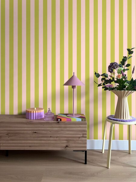Tapeta s pruhy, růžová, zelená, 131574, Color Pop, Esta Home