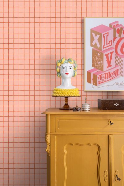 Tapeta s mřížkou, růžová, červená, 131596, Color Pop, Esta Home
