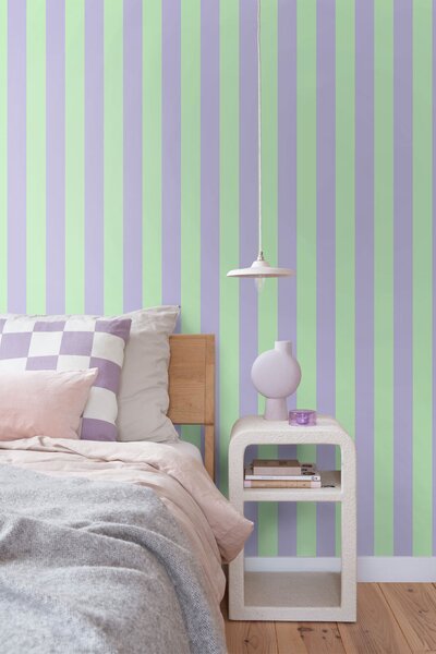 Tapeta s pruhy, fialová, zelená, 131573, Color Pop, Esta Home