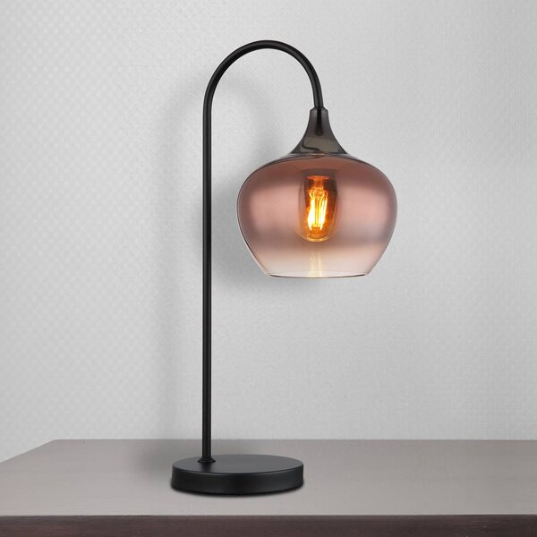Globo Stolní lampa Maxy, měď/černá, sklo, výška 54 cm, E27, Měď, Obývací pokoj / jídelna, Sklo