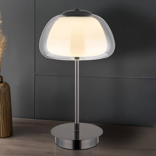 Globo LED stolní lampa Avila, kouřově šedá/černá, sklo, stmívatelné, stmívatelný, Hliník / šedá / zinek, Obývací pokoj / jídelna, Sklo