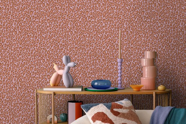 Tapeta imitující leopardí kůži, červeno-hnědá, růžová, 131402, Color Pop, Esta Home
