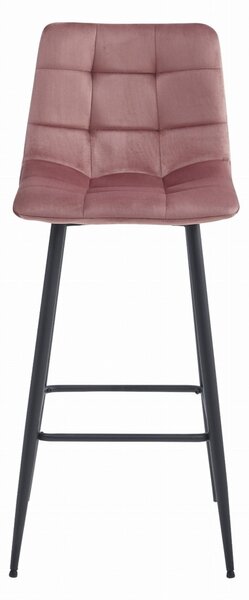 Barová židle ARCETO VELVET s černými nohami, růžová