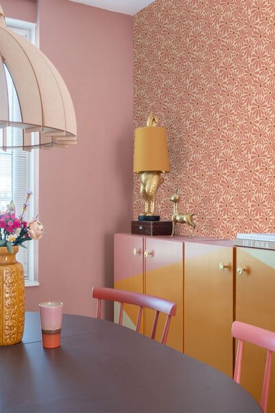 Květinová tapeta, růžová, červeno-hnědá, 131151, Color Pop, Esta Home
