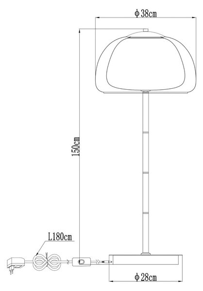 Globo LED stojací lampa Avila, kouřově šedá/černá, sklo, stmívatelné, stmívatelný, Hliník / šedá / zinek, Obývací pokoj / jídelna, Sklo
