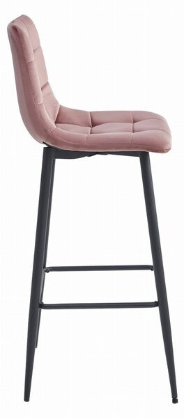 Barová židle ARCETO VELVET s černými nohami, růžová