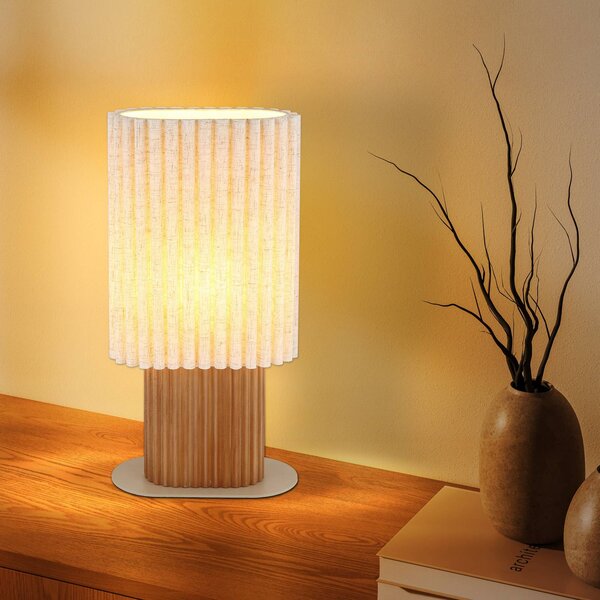 Globo Stolní lampa Jannie, přírodní/hnědá/písková, plátno, 45 cm, E27, Krémová / jantar, Obývací pokoj / jídelna, Textil / tkanina / hedvábí