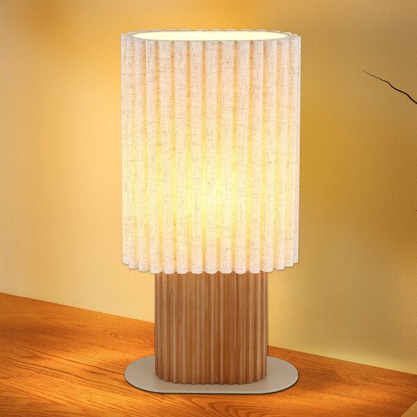 Globo Stolní lampa Jannie, přírodní/hnědá/písková, plátno, 45 cm, E27, Krémová / jantar, Obývací pokoj / jídelna, Textil / tkanina / hedvábí