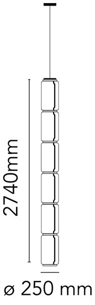 Flos F0279000 Noctambule S6 Low Cylinders, závěsné svítidlo ze skla, 7x9W LED 2700K, výška 274cm