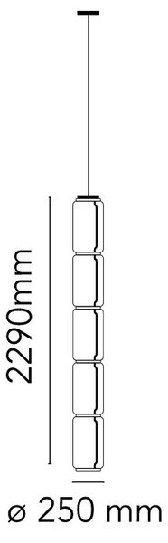 Flos F0278000 Noctambule S5 Low Cylinders, závěsné svítidlo ze skla, 6x9W LED 2700K, výška 229cm
