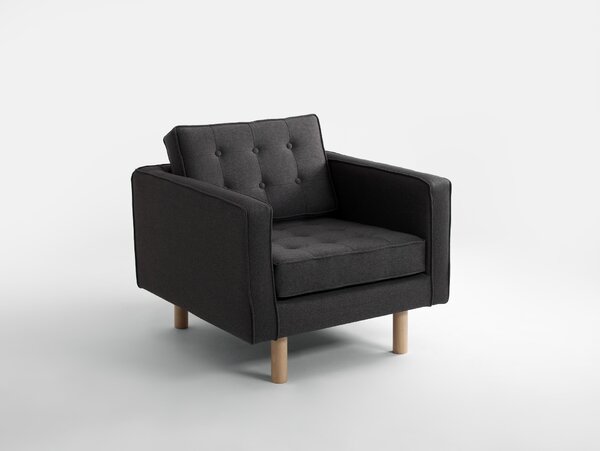 Nordic Design Antracitově šedé látkové křeslo Emmet
