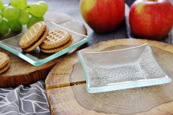 BDK-GLASS Skleněná rautová miska na máslo 9,5x9,5cm - čirá