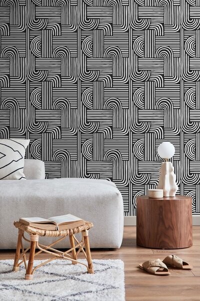 Geometrická tapeta, černo-bílá, 139941, Color Pop, Esta Home