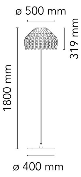 Flos F7764009 Tatou F, bílá stojací designová lampa se stmívačem, 1x205W E27, výška 180cm