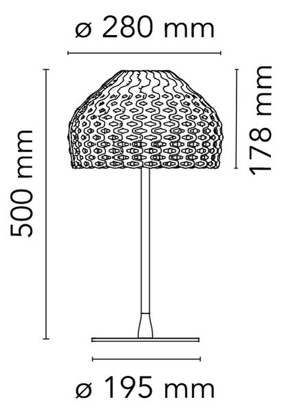 Flos F7761048 Tatou T, okrově šedá stolní designová lampa se stmívačem, 1x70W E27, výška 50cm