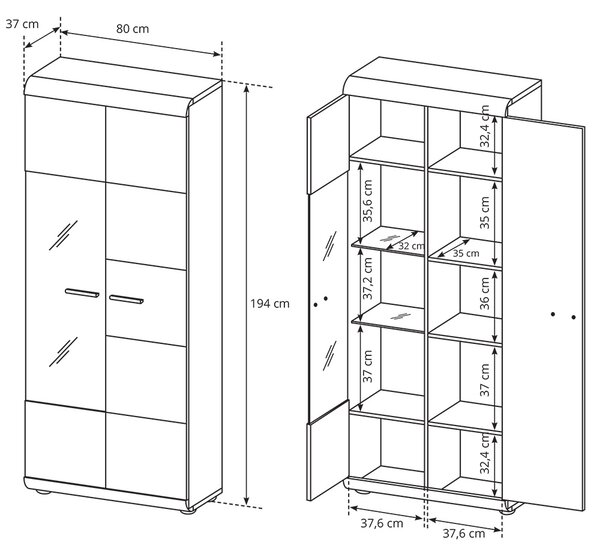 Obývací stěna LINK s | 4 díly | sestava C | 298 cm | sonoma