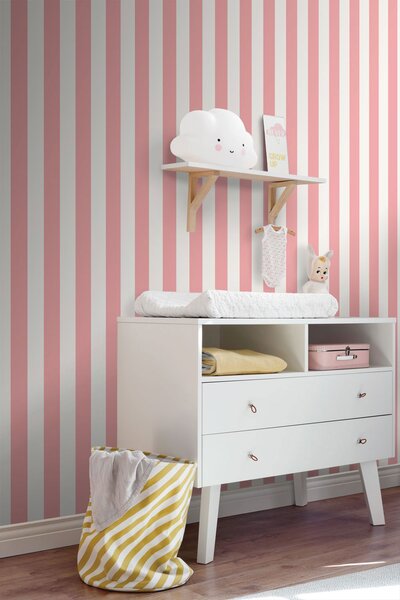 Tapeta s pruhy, růžová, bílá, 139906, Color Pop, Esta Home