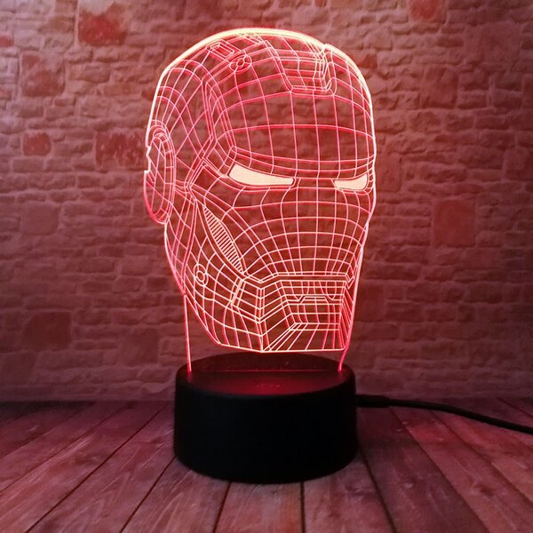 3D LED Lampička Iron Man maska