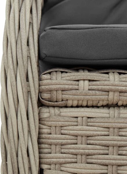3dílný zahradní jídelní set s poduškami světle šedý polyratan 3263027