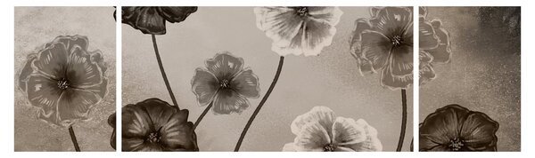 Obraz - Kreslené květiny (170x50 cm)