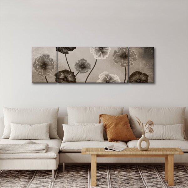 Obraz - Kreslené květiny (170x50 cm)