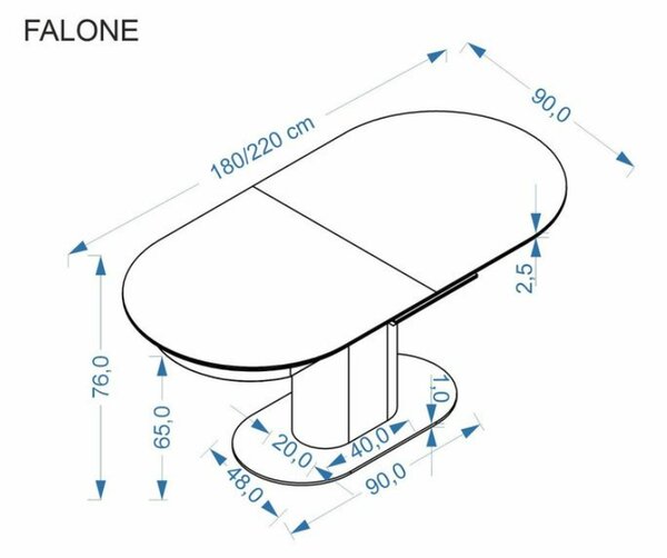 Halmar Rozkládací jídelní stůl FALONE 180(220)x90 světlý travertin / kašmírová podnož