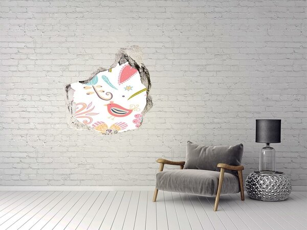 Díra 3D fototapeta nálepka Květiny a ptáci nd-p-63656214