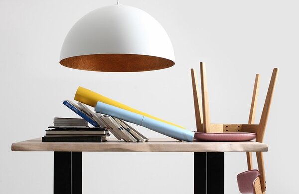 Nordic Design Bílo měděné závěsné světlo Darly 70 cm