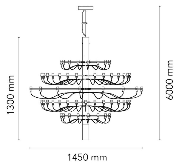 Flos A1552059 2097-75, luxusní mosazný lustr, 75x15W E14 čirá, prům. 141cm, výška 130cm