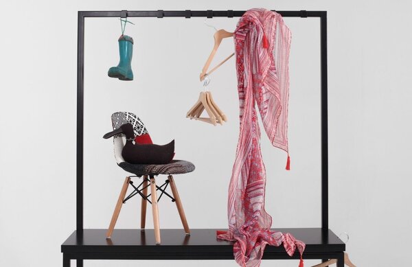 Nordic Design Černý věšák s lavicí Nek 120 cm