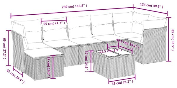 8dílná zahradní sedací souprava s poduškami černá polyratan 3263201