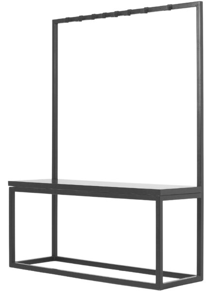 Nordic Design Černý věšák s lavicí Nek 120 cm