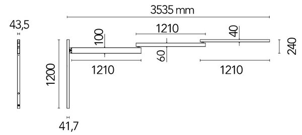 Flos F1090031 Black Flag, černé nástěnné skládací svítidlo s přímým a nepřímým světlem, 75W LED 2700K, 353cm