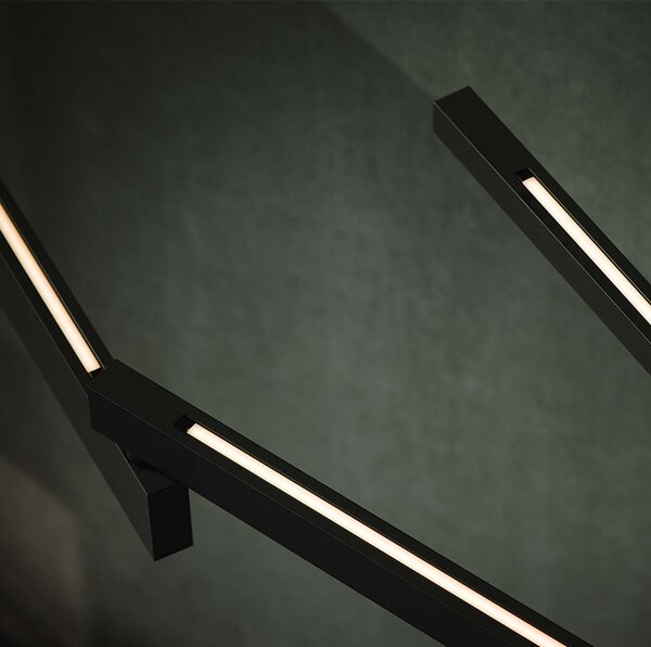 Flos F1090031 Black Flag, černé nástěnné skládací svítidlo s přímým a nepřímým světlem, 75W LED 2700K, 353cm