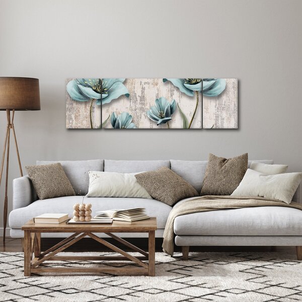 Obraz - Květy na textuře (170x50 cm)
