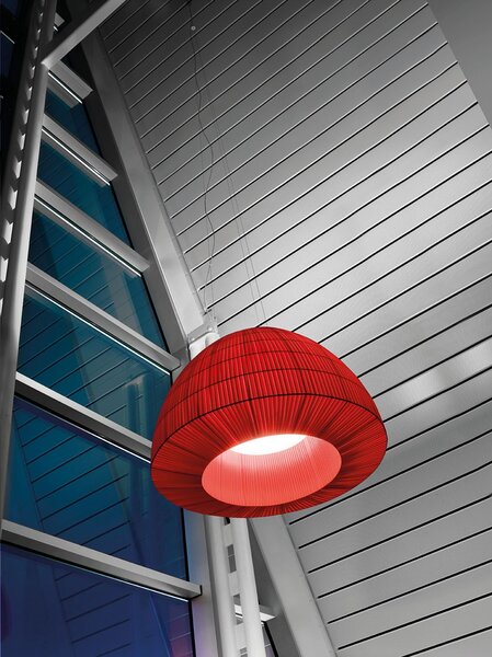Axolight Bell 118, závěsné svítidlo z červeného textilu, 4x75W E27, prům. 118cm
