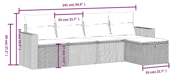 5dílná zahradní sedací souprava s poduškami béžová polyratan 3263464