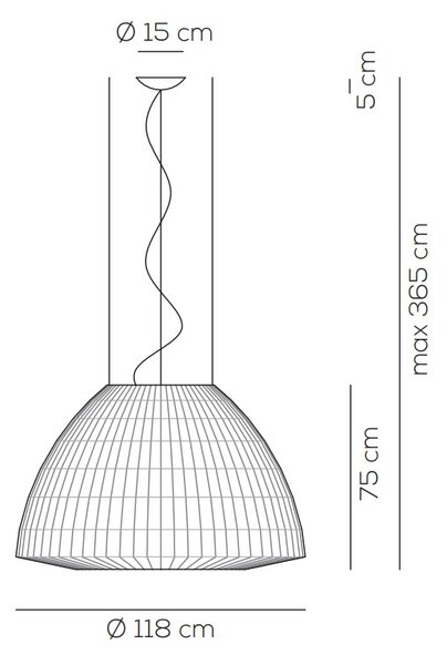 Axolight Bell 118, závěsné svítidlo z červeného textilu, 4x75W E27, prům. 118cm