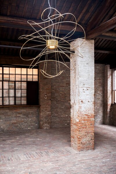 Axolight Hoops 6, zlaté závěsné designové svítidlo, 2x16W LED 3000K stmívatelné, prům. 100cm, výška 100cm