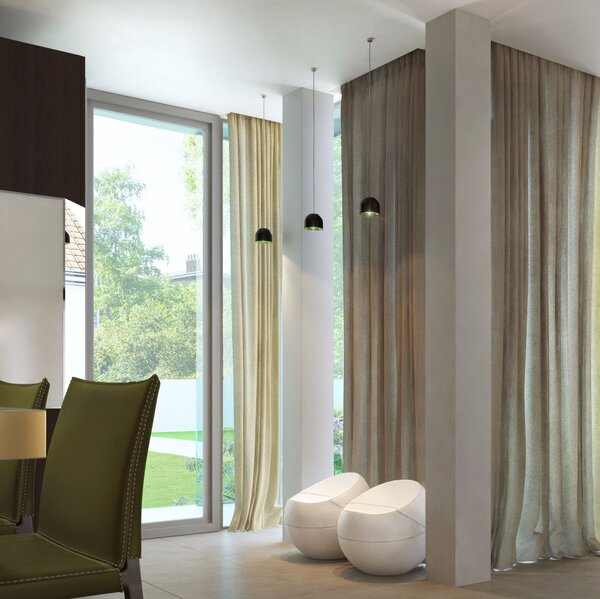 Flos F9560030 WanS, designové závěsné svítidlo, 1x33W, černá, černý + zelený kroužek, čiré sklo, prům.11,5cm